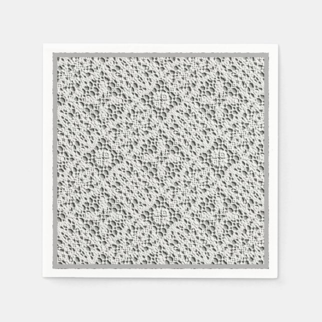 Serviette En Papier Faux Crochet Blanc (Devant)