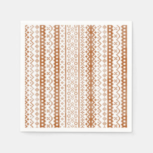 Serviette En Papier Faux Fair Isle Knit Aquarelle Cabincore orange