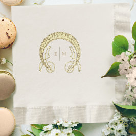 Serviette En Papier Faux Gold Art Nouveau Mucha Monogramme Table initi