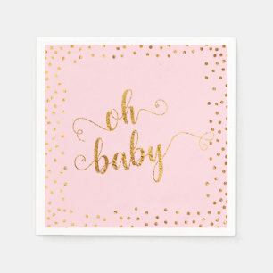 Serviette En Papier Faux Gold Foil Confetti Baby shower rose
