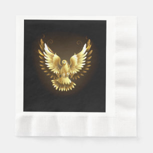 Serviette En Papier Faux Gold Foil Peace Dove en noir