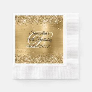 Serviette En Papier Faux Gold Parties scintillant et Foil 50e annivers