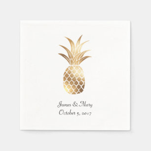 Serviette En Papier Faux Gold Pineappy Mariage Cocktail