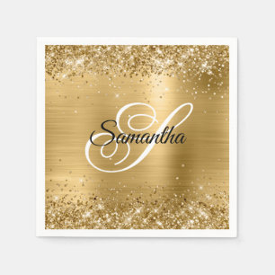 Serviette En Papier Faux Gold Sparkly Parties scintillant et Foil Fanc