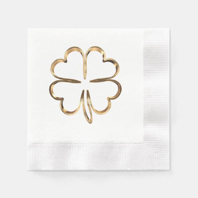 Serviette En Papier Faux Golden Clover Bonne chance (Devant)