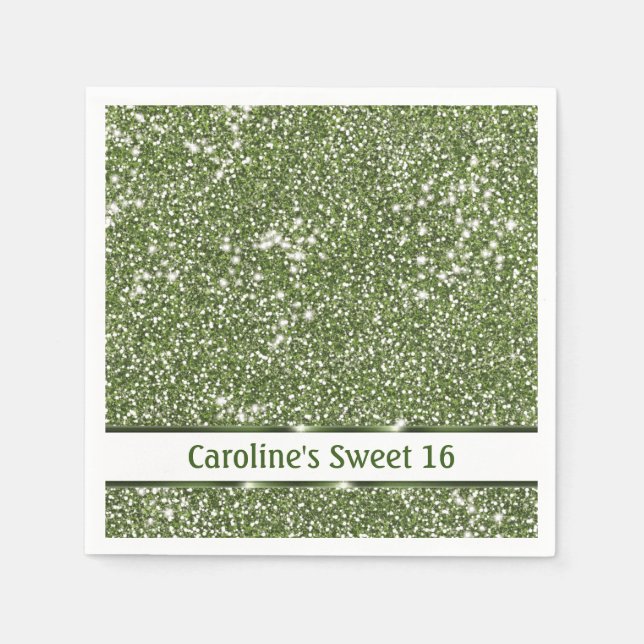 Serviette En Papier Faux Green Parties scintillant Texture Look Avec T (Devant)