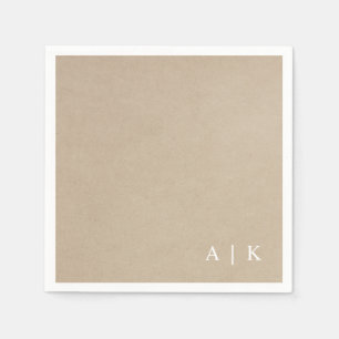 Serviette En Papier Faux Kraft Monogramme Simple Mariage rustique