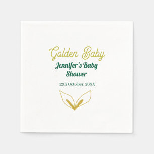 Serviette En Papier Faux or feuillu forêt verte enchanté bébé douche