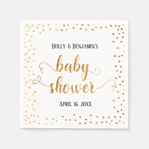 Serviette En Papier Faux papier doré pour Baby Shower, Noms & Date