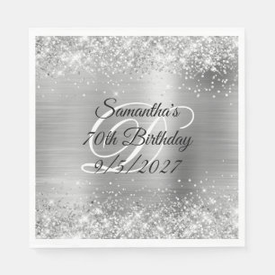 Serviette En Papier Faux Parties scintillant d'argent et Foil 70e anni