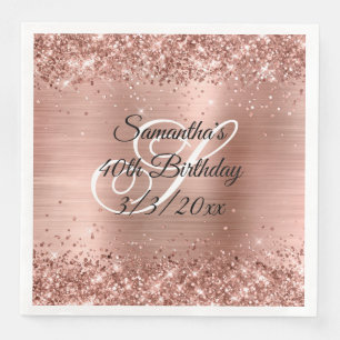 Serviette En Papier Faux Rose Gold Parties scintillant et Foil 40e ann