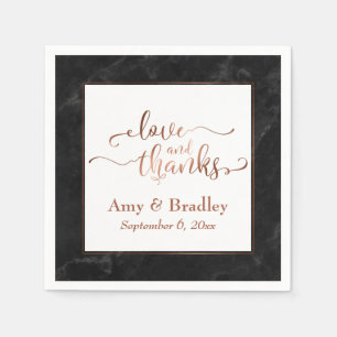 Serviette En Papier Faux script en cuivre Amour et Remerciements avec 