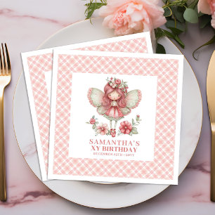 Serviette En Papier Fée Capricieuse 6ème Anniversaire Fleurs Roses