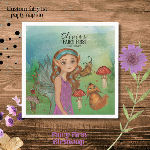 Serviette En Papier Fée de bois magique Premier anniversaire Napkins