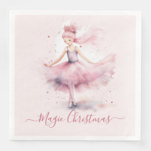 Serviette En Papier Fée de prune rose de Noël