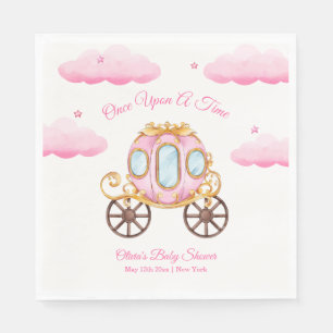 Serviette En Papier Fée douce rose Princesse Carrosse Baby Shower
