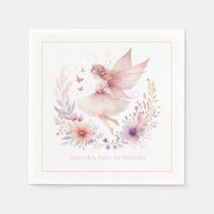 Serviette En Papier Fée enchantée 1ère fête d'anniversaire