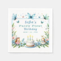 Fée Papillon Pastel Bleu Premier Anniversaire -