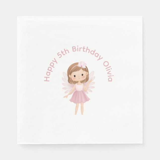 Serviette En Papier Fée personnalisable Joyeux anniversaire (Devant)