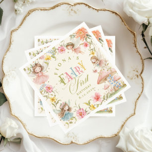 Serviette En Papier Fée Premier Anniversaire Jardin Enchanté Lumineux