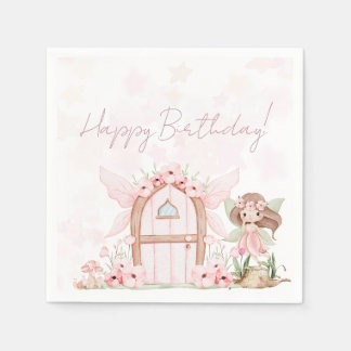 Serviette En Papier Fée Premier Anniversaire Personnalisé Fille 1 an