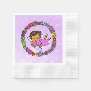 Serviette En Papier Fée violette avec baguette Anniversaire fantaisist