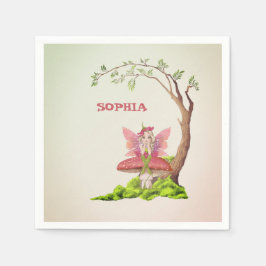 Serviette En Papier Fées Thème mignon Anniversaire Pink Green Napkins