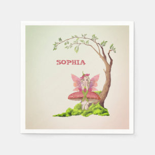 Serviette En Papier Fées Thème mignon Anniversaire Pink Green Napkins