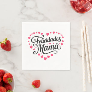 Serviette En Papier Felicidades Maman Joyeuse Fête des Mères Calligrap