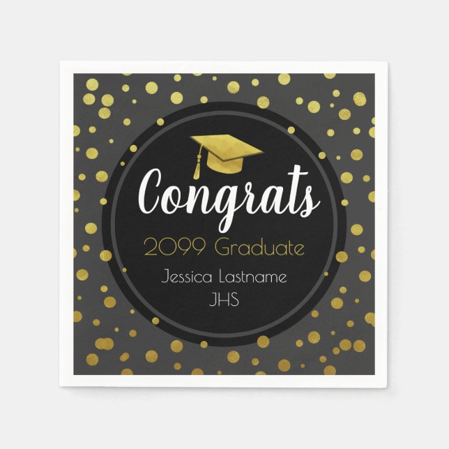 Serviette En Papier Félicitations à chaque année Graduate Gold Confett (Devant)
