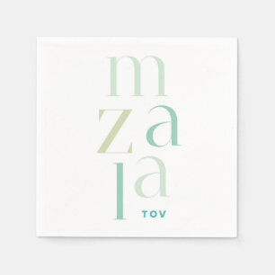Serviette En Papier Félicitations à Mazal Tov Green Hebrew