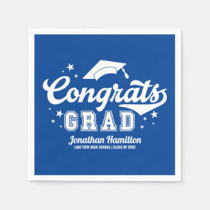 Serviette En Papier Félicitations diplômé Fête de fin d'études bleue