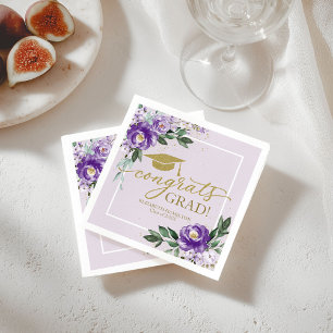 Serviette En Papier Félicitations diplômé Fête de graduation florale l