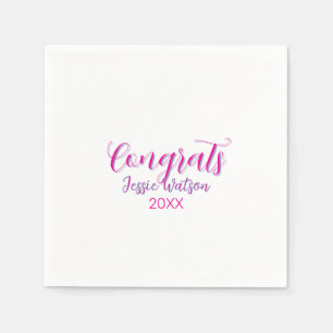 Serviette En Papier Félicitations diplômé rose violet nom année 20XX d