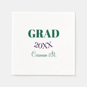 Serviette En Papier félicitations diplômé vert violet gras année 20XX