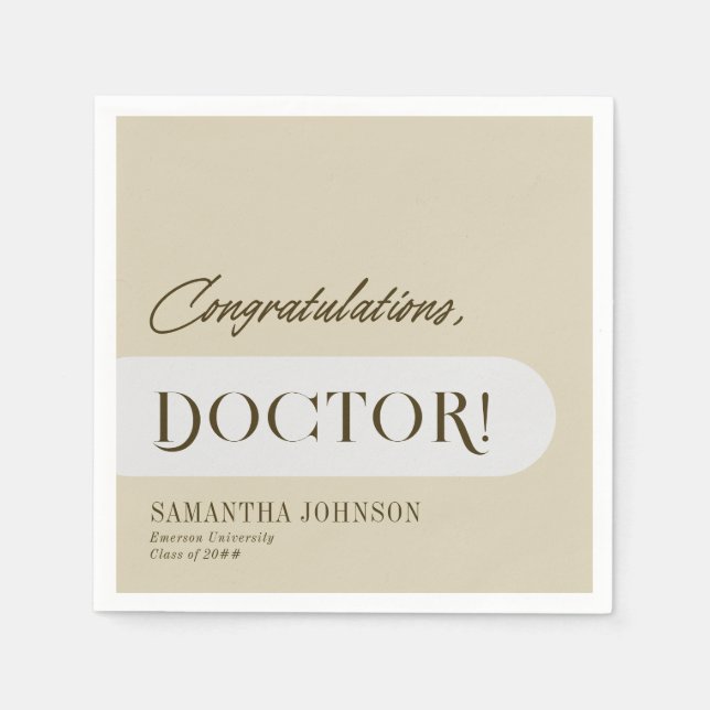Serviette En Papier Félicitations Docteur Doctorat Doctorat Photo (Devant)