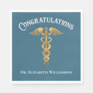 Serviette En Papier Félicitations Docteur Médecin Caduceus