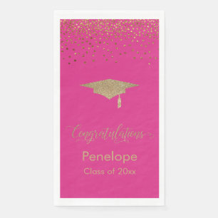 Serviette En Papier Félicitations Gold Confetti Grand Casquette Bold P
