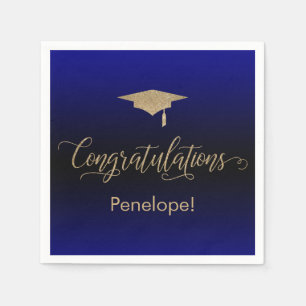 Serviette En Papier Félicitations Gold Parties scintillant Blue Black 