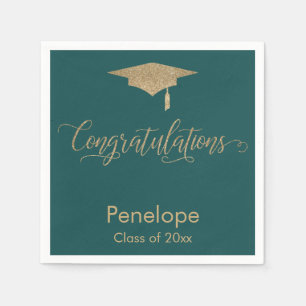 Serviette En Papier Félicitations Gold Parties scintillant Graduation 