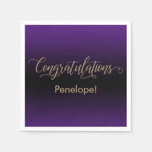 Serviette En Papier Félicitations Gold Parties scintillant Purple & Bl