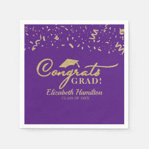Serviette En Papier Félicitations Grad Gold Script Grad Graduation vio