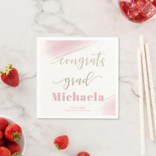 Serviette En Papier Félicitations Grad Pink Gold Graduation Party