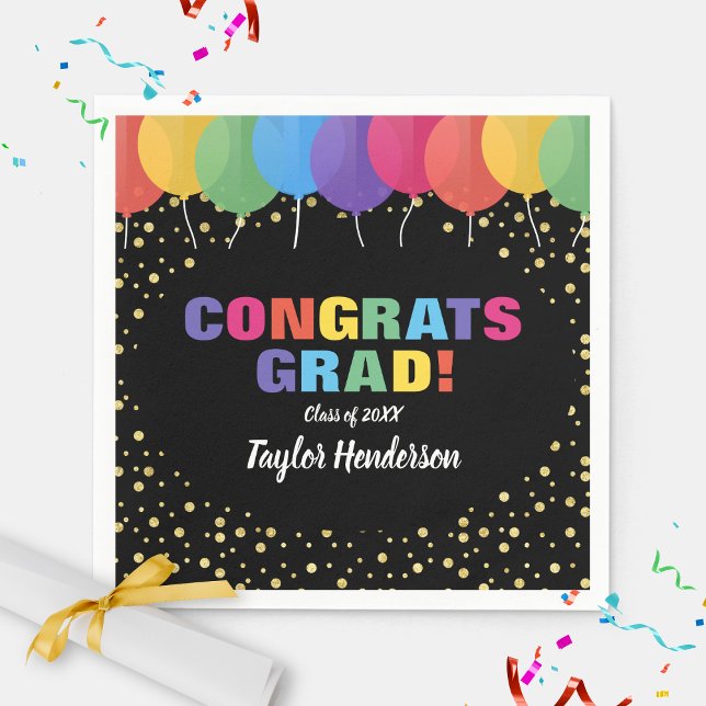 Serviette En Papier Félicitations Grand Ballons Gold Confetti Graduati (Créateur téléchargé)