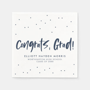 Serviette En Papier Félicitations grand bleu marine confetti