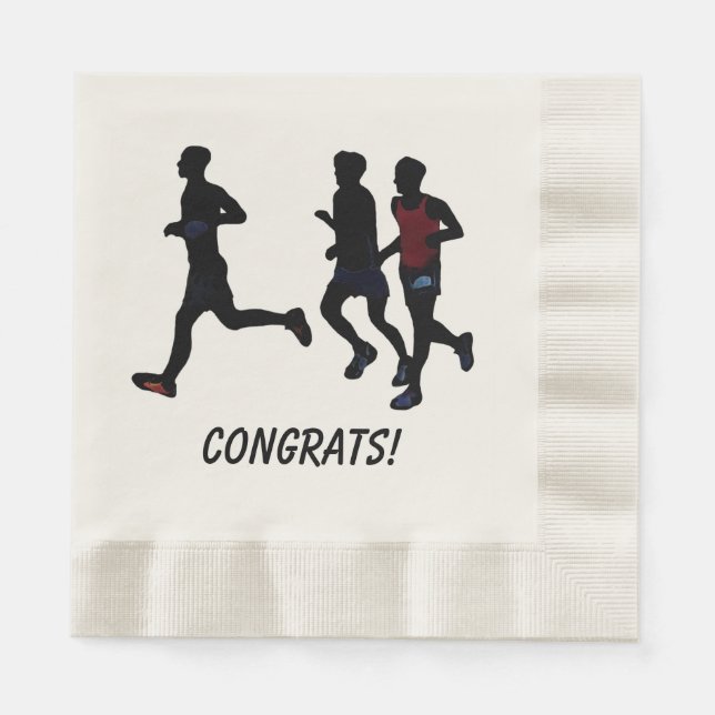 Serviette En Papier Félicitations Les Coureurs Fêtent Les Serviettes D (Devant)