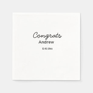 Serviette En Papier Félicitations minimales simples ajouter nom date a