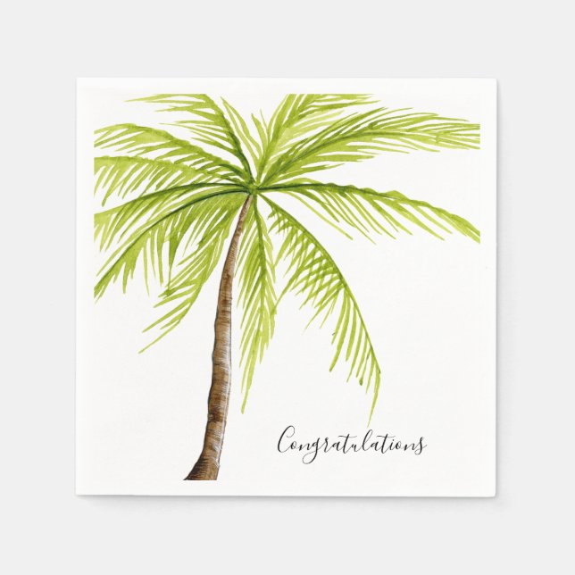 Serviette En Papier Félicitations Palm Tree Custom Island Beach (Devant)