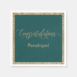 Serviette En Papier Félicitations Typographie Gold Parties scintillant