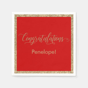 Serviette En Papier Félicitations Typography Gold Parties scintillant